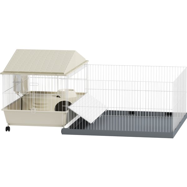 PawHut Small Animal Cage with Removable Pet Playpen, Guinea Pig Cage with Waterproof Pad, Hay Feeder, 108 x 71 x 57cm, Beige | Aosom Ireland