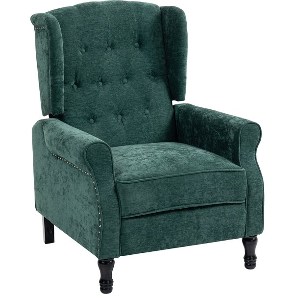 HOMCOM 150° Reclining Vintage Armchair, with footrest - Dark Green | Aosom Ireland
