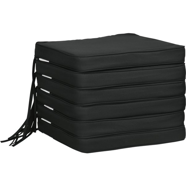 Outsunny Set of 6 Chair Cushion Seat Pads Dining Chair w/ Straps Indoor Outdoor Removable Tie On Garden Patio, Black | Aosom Ireland