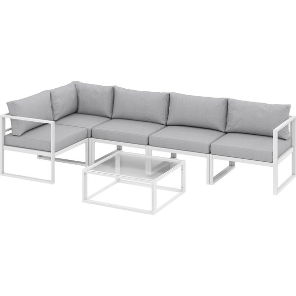 Outsunny 5 Seater Aluminium Garden Furniture Set, Garden Sofa Set with Thick Cushions for Patio and Balcony, Outdoor, Light Grey | Aosom Ireland