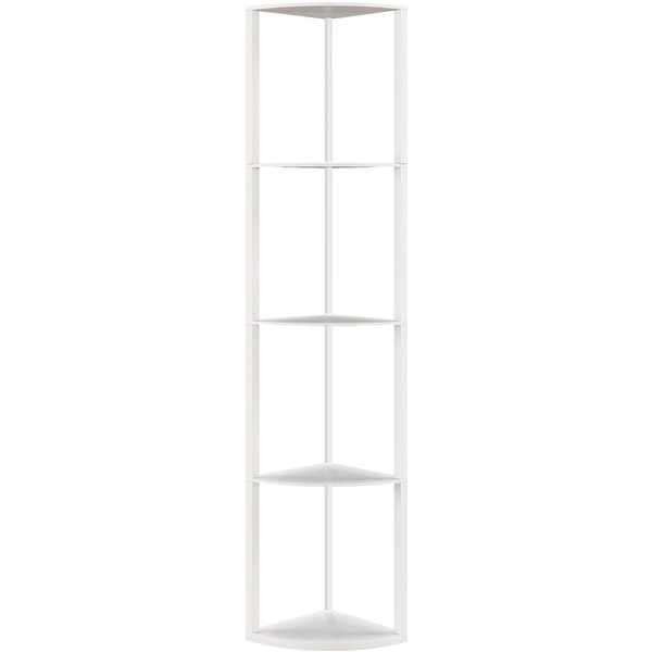 HOMCOM RGB LED Floor Lamp with Shelves, 5-Tier Dimmable Standing Lamp with Adjustable Brightness and Remote Control, Modern Corner Display Shelf Unit for Living Room Bedroom Office, White | Aosom Ireland