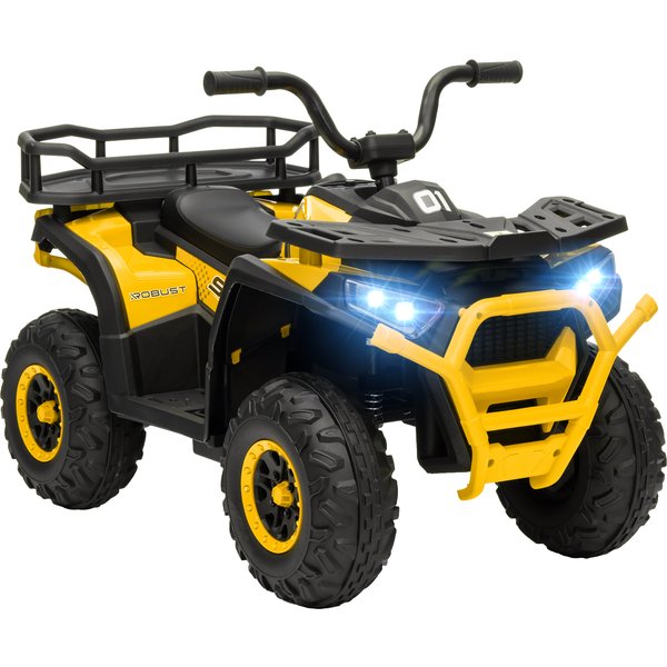 AIYAPLAY 12V Kids Electric Ride on ATV, Battery-Powered Quad Bike w/ Spring Suspension, Forward Backward, Storage Basket, Yellow | Aosom Ireland