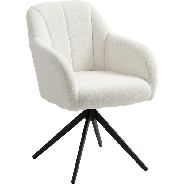HOMCOM 360 Degree Swivel Accent Chair, Teddy Fleece Fabric Armchair, White | Aosom Ireland