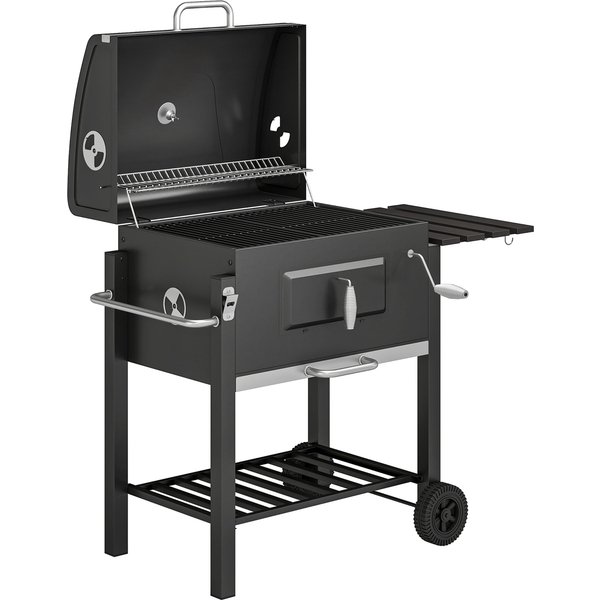Outsunny Charcoal Grill, with Height-Adjustable Coal Pan - Black | Aosom Ireland