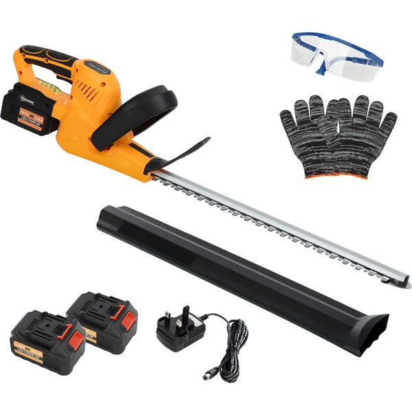 Outsunny 20" Cordless Hedge Trimmer, 18V Electric Hedge Cutter with 51cm Dual Action Blade, 2 x 4000mAh Batteries and Brushless Motor for Garden Branches, Shrubs, Twigs, Orange | Aosom Ireland
