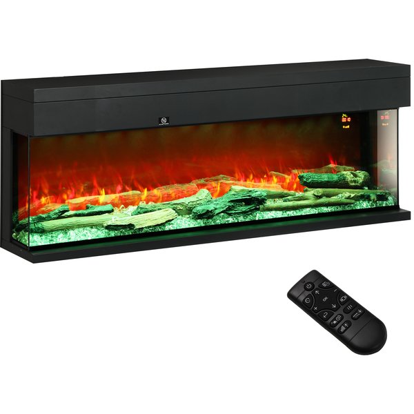 HOMCOM 1800W 15-40℃ Adjustable Flame Glass Panel Convector Heater, 127cm | Aosom Ireland
