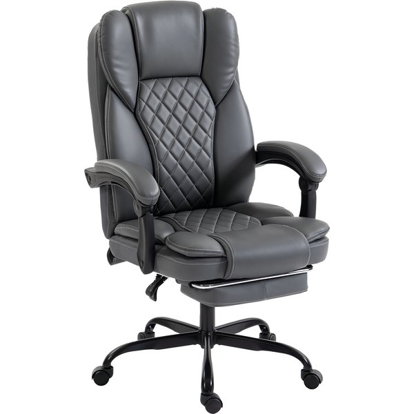 HOMCOM Executive Home Office Chair Reclining Function Footrest Computer Desk Chair High Back, Grey | Aosom Ireland