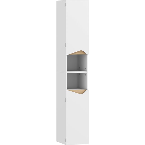 HOMCOM Tall Slim Bathroom Cabinet with 2 Doors, 2 Shelves - White | Aosom Ireland