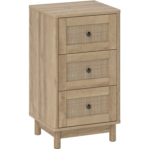 HOMCOM 40 cm Drawer Chest of Drawers with 3 Drawer - Oak | Aosom Ireland