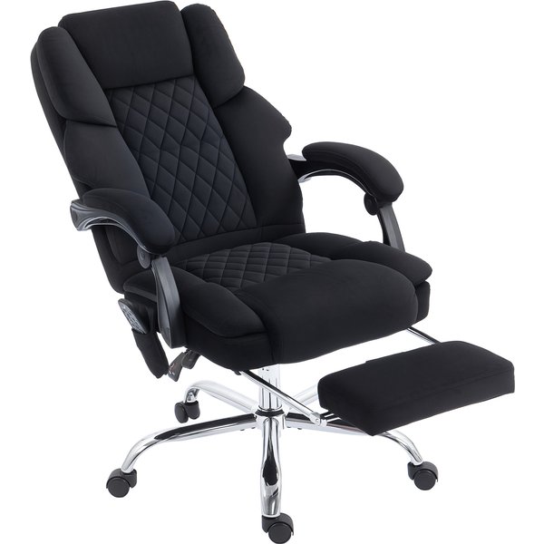 HOMCOM Office Chair with 6-point Vibration Massage and Heat, Fabric Desk Chair with Footrest, High Back, Black | Aosom Ireland