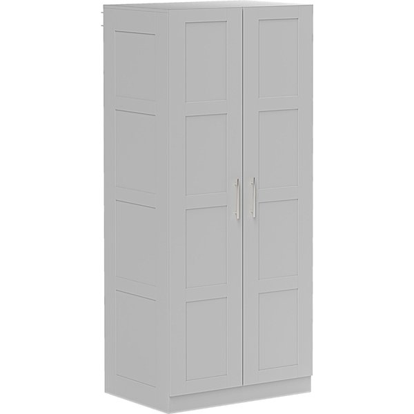 HOMCOM Double Paneled Door Wardrobe, with Shelves - Grey | Aosom Ireland