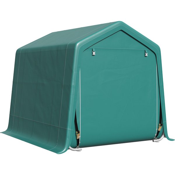 Outsunny 8 x 6.5 ft Outdoor Garden Storage Shed, Waterproof Bike Tent with Double Roll-up Zipper Door for Garden Tools, Green | Aosom Ireland