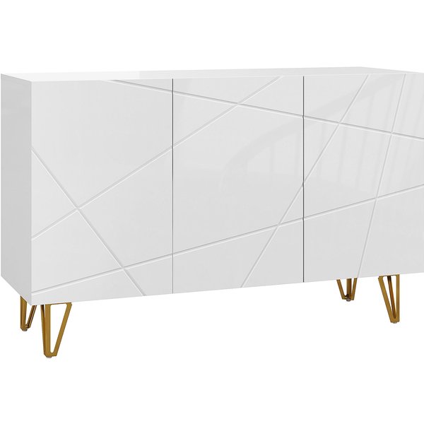 HOMCOM Modern Luxe High Gloss Sideboard, with Hairpin Legs - White | Aosom Ireland