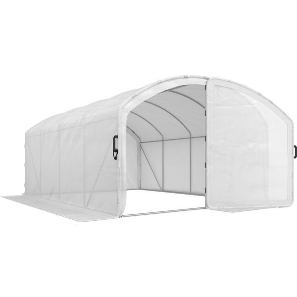 Outsunny Polytunnel Greenhouse Walk-in Grow House with UV-resistant PE Cover, Door, Galvanised Steel Frame, 4 x 3 x 2m, White | Aosom Ireland