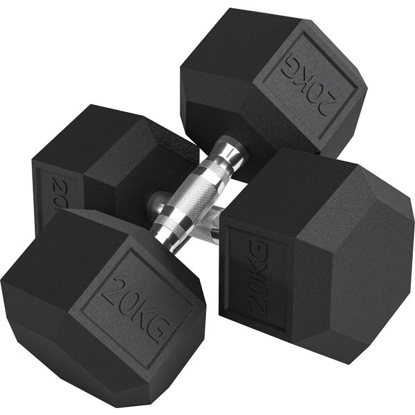 HOMCOM 2x20KG Rubber Hex Dumbbell Portable Hand Weights Dumbbell Home Gym | Aosom Ireland
