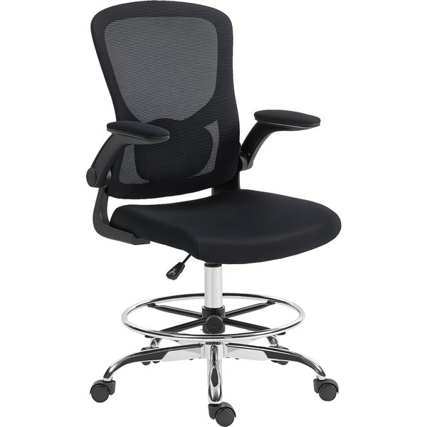 HOMCOM Draughtsman Chair, with Adjustable Lumbar - Black | Aosom Ireland