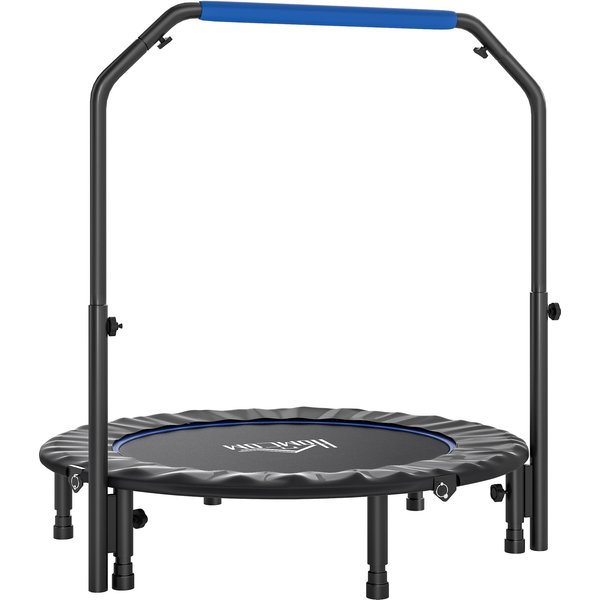 HOMCOM 45" Foldable Mini Fitness Trampoline, with Adjustable Foam Handle, Blue | Aosom Ireland