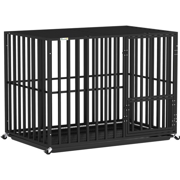 PawHut Heavy Duty Dog Crate, Dog Cage with Wheels for Medium Large Breeds, Metal Pet Kennel with Removable Tray | Aosom Ireland
