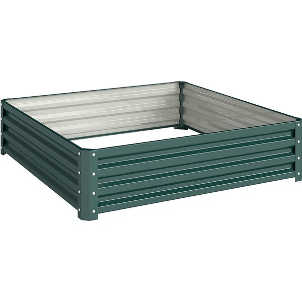 Outsunny Square Raised Garden Bed Box with Weatherized Steel Frame for Vegetables, Flowers, & Herbs, 120 x 120 x 30cm, Green | Aosom Ireland