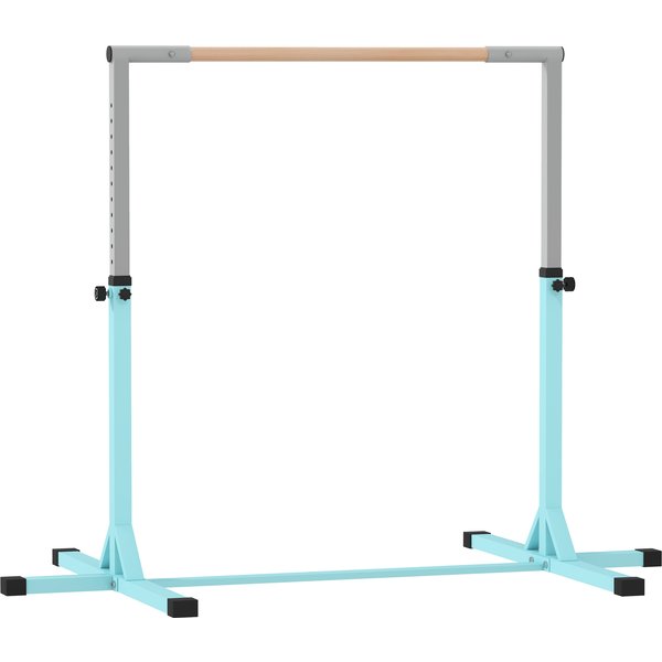 HOMCOM Height Adjustable Gymnastics Horizontal Bar for Kids, Children Junior Kip High Bar Fitness, Light Blue | Aosom Ireland