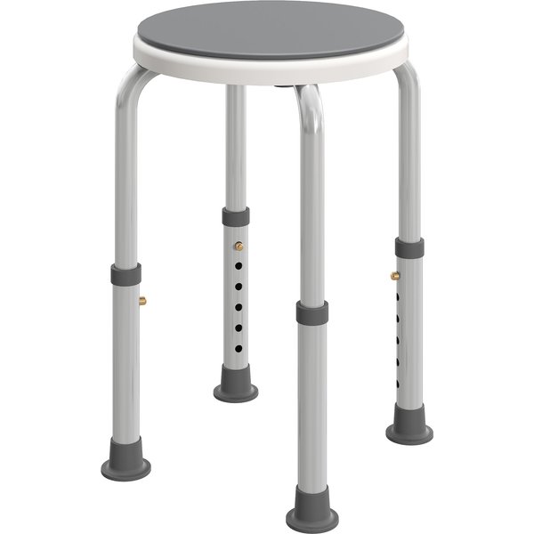 HOMCOM 360° Swivel Shower Chair, Height Adjustable Aluminium Shower Stool with Non-Slip Feet for Disabled, Elderly, Grey | Aosom Ireland