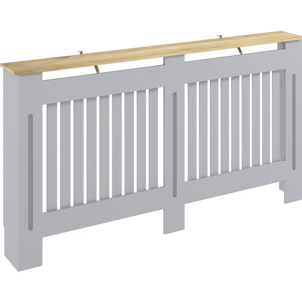 HOMCOM Slatted Radiator Cover, Painted Cabinet with Line Grill Design, 152L × 19W × 81H cm, Grey | Aosom Ireland