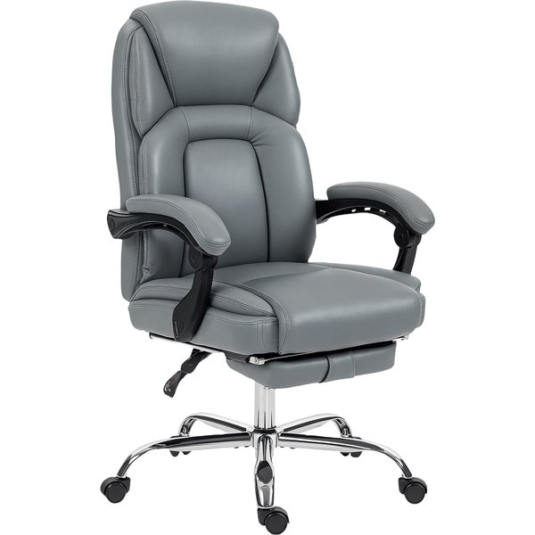 HOMCOM Faux Leather Reclining Office Chair, with Footrest - Grey | Aosom Ireland