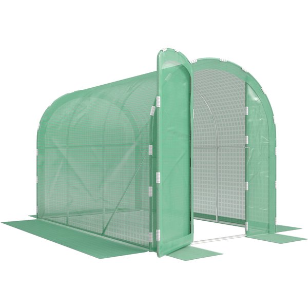 Outsunny 3 x 2 x 2m Polytunnel Greenhouse with Hinged Door, Walk-in Grow House Tent with PE Cover and Galvanised Steel Frame, Green | Aosom Ireland