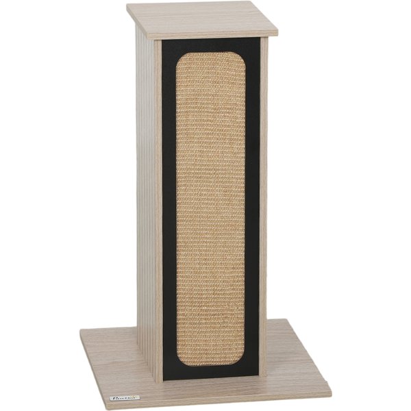 PawHut 63cm Cat Scratching Post, Cat Scratcher with Replaceable Scratching Board, Top Perch, Sisal Scratch Mat, Oak | Aosom Ireland