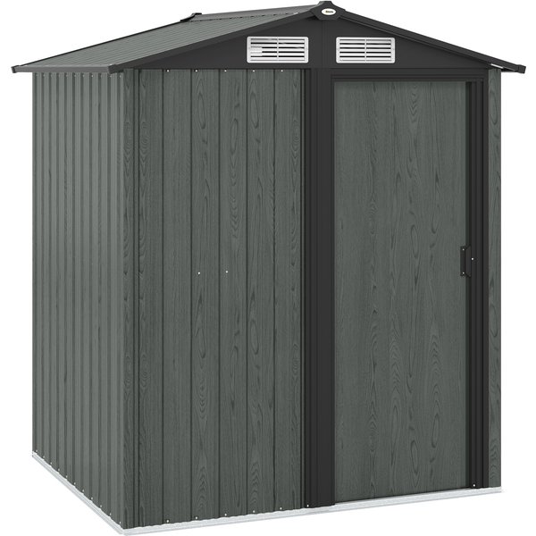 Outsunny 4.3 x 5ft Outdoor Garden Storage Shed - Grey Wood Effect | Aosom Ireland