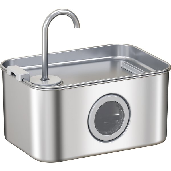 PawHut 3.2L Cat Water Fountain for Drinking, Cat Fountain Stainless Steel with Visible Water-Level Window, Ultra-Silent Pump | Aosom Ireland