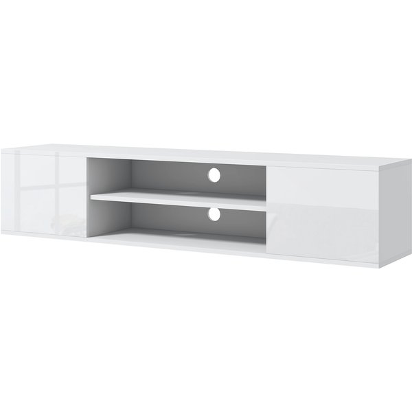 HOMCOM Floating TV Stand Cabinet for TVs up to 60", Wall Mounted TV Unit with Open Shelf, Storage Cupboards and Cable Management for Living Room, White | Aosom Ireland