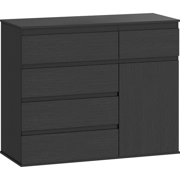 HOMCOM Modern Chest Of Drawers, 5 Drawer Dresser with Adjustable Shelf, Soft-Close Door, Black | Aosom Ireland