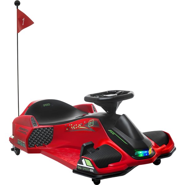HOMCOM 12V Kids Electric Go Kart with Music, LED Lights, Slow Start, Red | Aosom Ireland