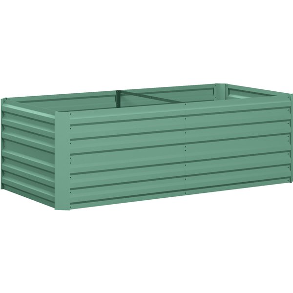 Outsunny Raised Beds for Garden, Galvanised Steel Outdoor Planters with Multi-reinforced Rods, 180 x 90 x 59 cm, Light Green | Aosom Ireland