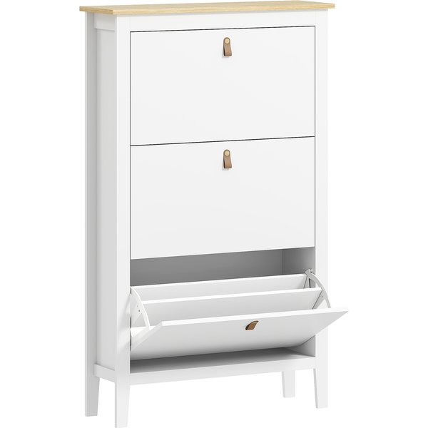 HOMCOM Modern Three-Drawer Shoe Cabinet - White | Aosom Ireland