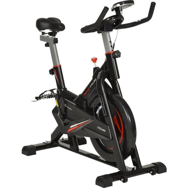 HOMCOM Exercise Bike, 10kg Flywheel with Adjustable Resistance and 5-Position Seat, LCD Monitor, Phone and Bottle Holder, Black | Aosom Ireland