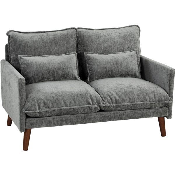 HOMCOM 2 Seater Sofa, Loveseat Sofa with Spring Cushions, Wide and Deep Seat, Wood Legs, Grey | Aosom Ireland