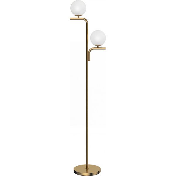 HOMCOM LED Floor Lamp, Modern Standing Lamp with 3 Colour Temperatures, Globe Glass Shades and Foot Switch, Gold Tone | Aosom Ireland
