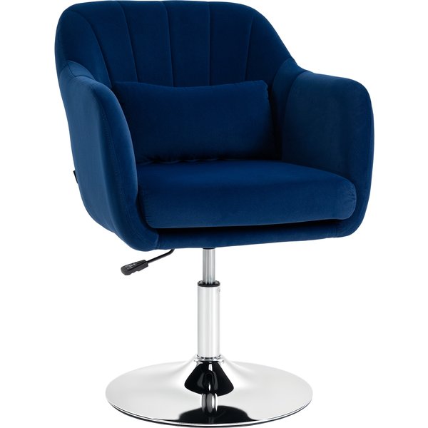 HOMCOM Retro Velvet Swivel Tub Chair with Steel Frame, Cushion Seat, Dark Blue | Aosom Ireland