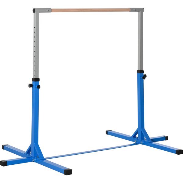 HOMCOM Height Adjustable Gymnastics Horizontal Bar For Kids Home Gym Training Children Junior Kip High Bar Fitness Blue | Aosom Ireland