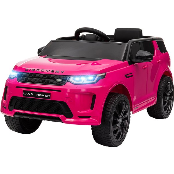 Aiyaplay Voiture ÉLectrique Enfants Sous Licence Land Rover Discovery Avec Phares, Klaxon Et Ceinture, En Plastique Et MéTal,106X65.5X51 Cm, Rose-image