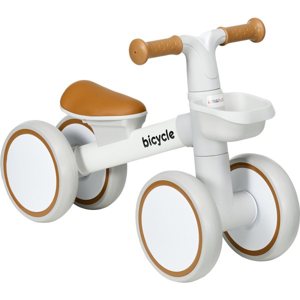 AIYAPLAY Kids Balance Bike for 1-3 Years Old with Adjustable Seat, Silent Wheels, White Aosom UK