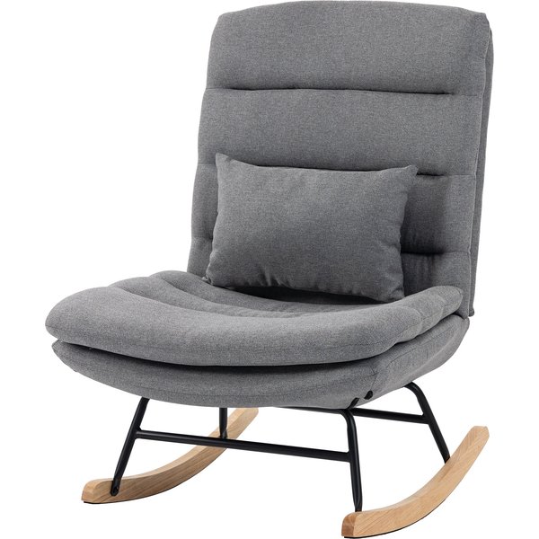 Homcom Fauteuil à Bascule Aspect Lin, Coussin Lombaire, Dossier Haut, Assise Large, Double Rembourrage, Gris Clair-image