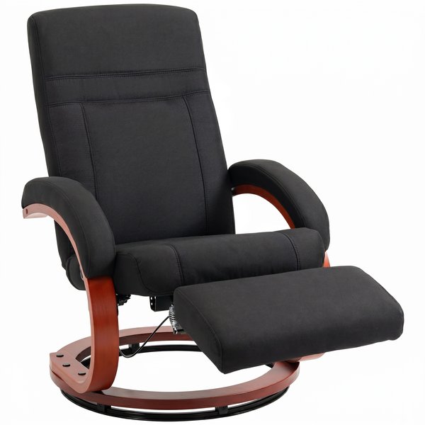 Homcom Fauteuil Relax Inclinable Fauteuil Tv Dossier Haut Accoudoirs Ergonomiques Repose-Pieds Base En Bois Aspect Lin-image