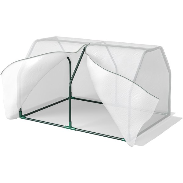 Outsunny Portable Greenhouse Oasis: Mini Metal Frame with PVC Cover, Zippered Access, 99x71x60cm, White | Aosom Ireland