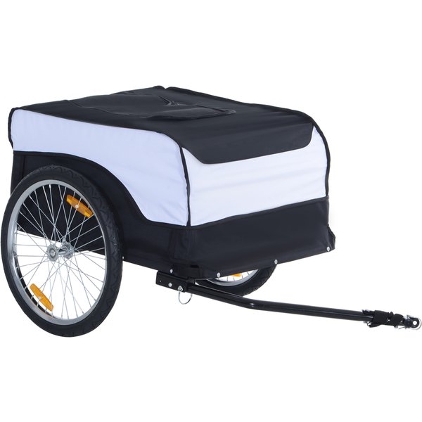 HOMCOM Bike Cargo Trailer with Steel Frame, Removable Cover and Hitch, Bicycle Storage Carrier Cart, White and Black | Aosom Ireland