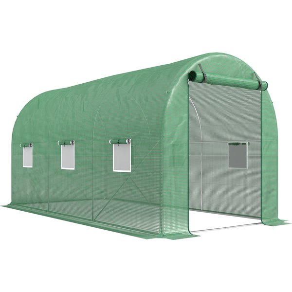 Outsunny 4L x 2W x 2H M Greenhouse Walk-in Polytunnel Outdoor Garden Flower Vegetable Planter 25mm Diameter Galvanised Steel Frame | Aosom Ireland