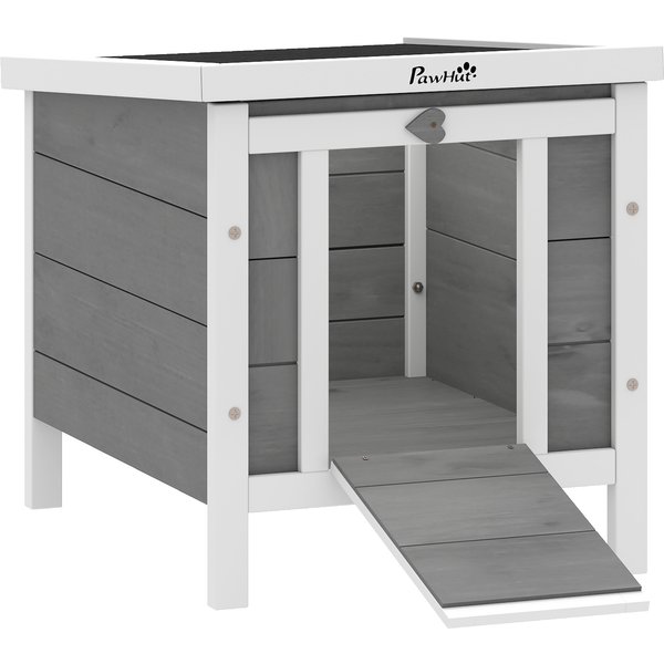 PawHut Wooden Rabbit Hutch Bunny Puppy Cage Guinea Pig Hutch, Rabbit Hideaway, Cat House, Pet Habitat Small Animals Ferret 51 x 42 x 43 cm, Grey | Aosom Ireland