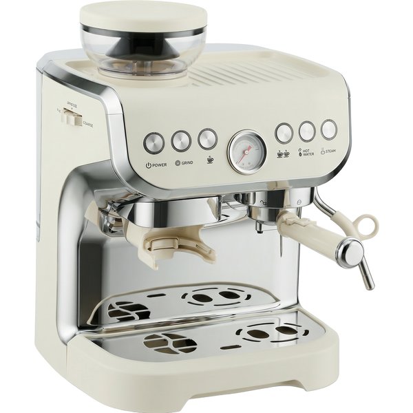 HOMCOM Bean to Cup Coffee Machine, Espresso Machine with Integrated Bean Grinder & Steam Wand, Cream White | Aosom Ireland